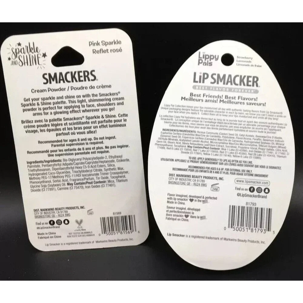 Lip Smackers Best Flavor Ever Strawberry Lemonade Chic & Sparkle And Shine.￼